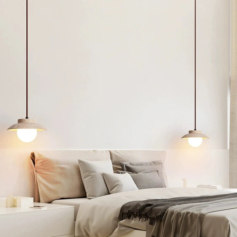 Suspension LED style nordique en pierre pour décoration maison