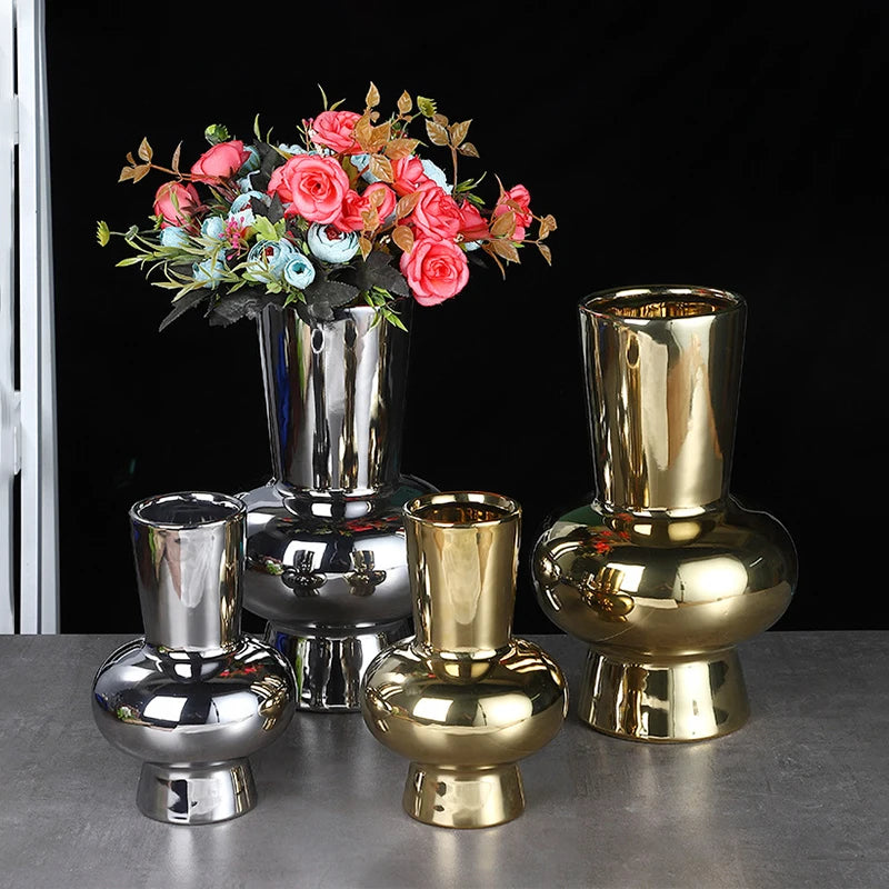 vase en argent galvanisé style européen nordique médiéval pour fleurs - vue 4 sur 10