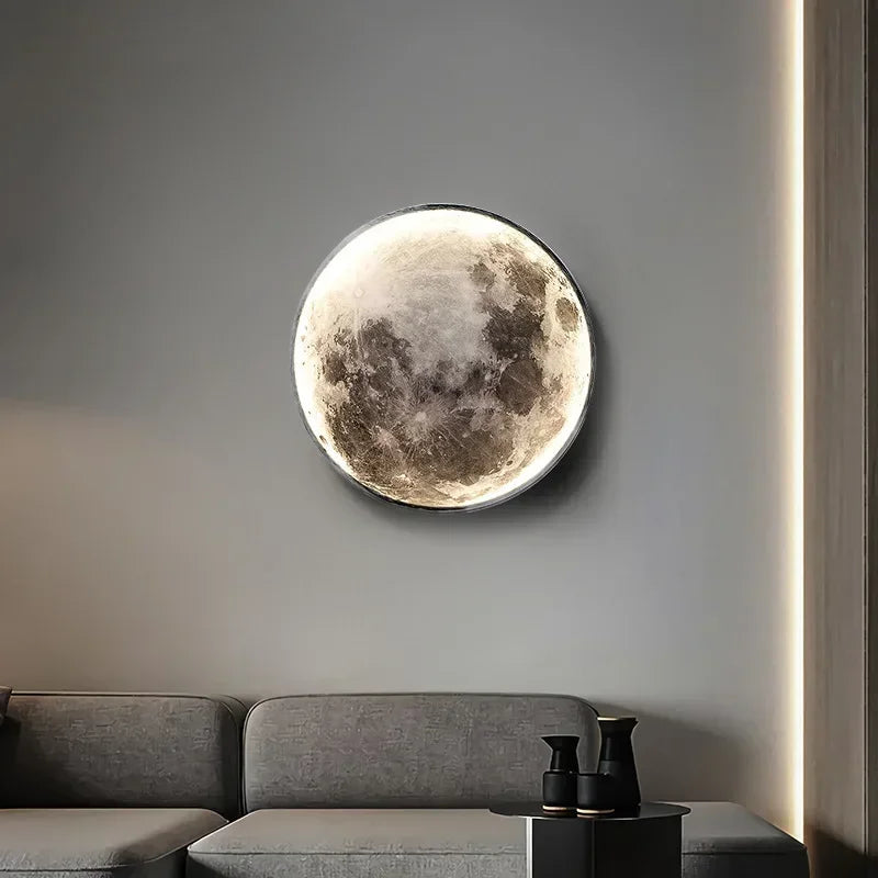 Applique murale led créative en forme de lune pour décoration intérieure