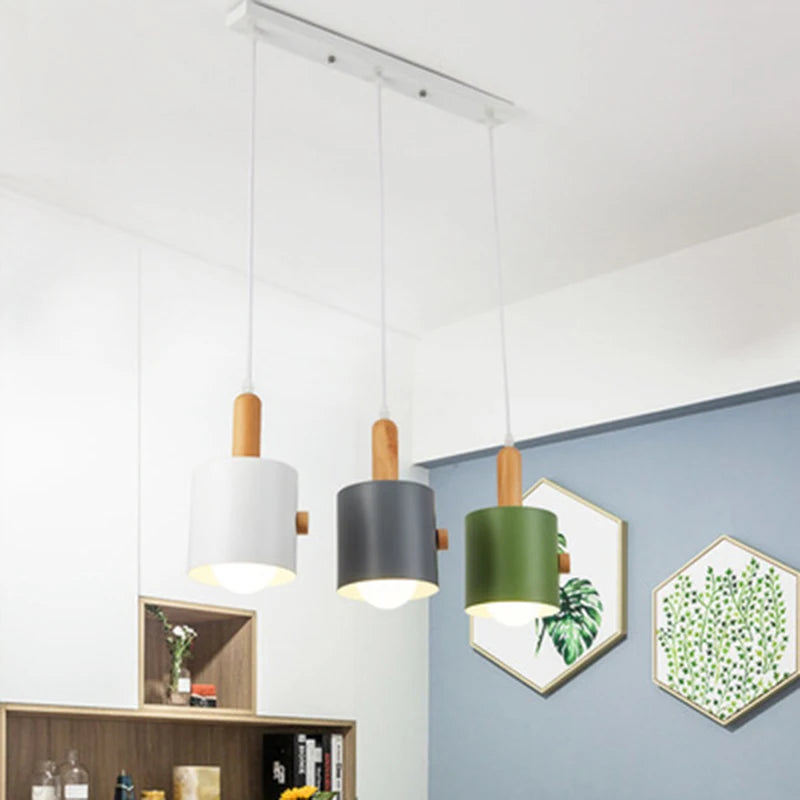 Lustre LED de chevet de chambre à coucher de Macarons nordiques rond rond décoratif salle à manger suspension lumière créative intérieure suspension lustre - vue 6 sur 9