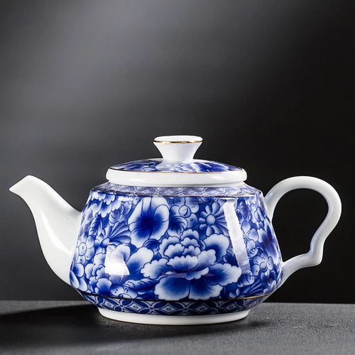 Théière chinoise porcelaine motif traditionnel portable artisanale