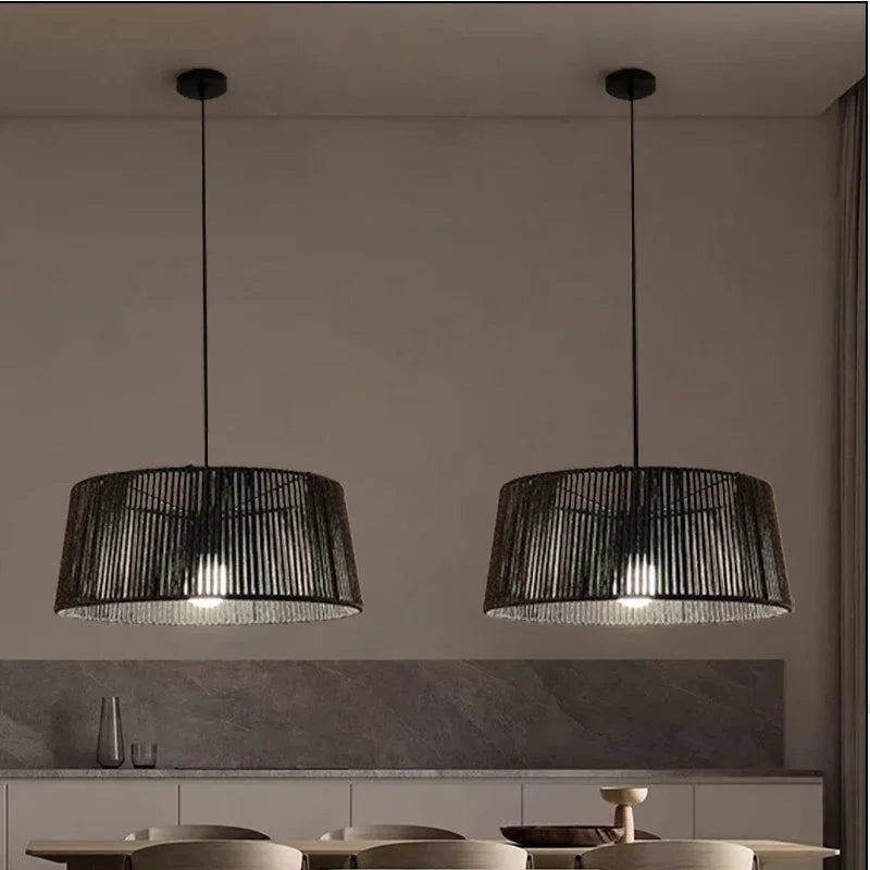 lustre nordique sandyha corde tissée lampes led suspendues
