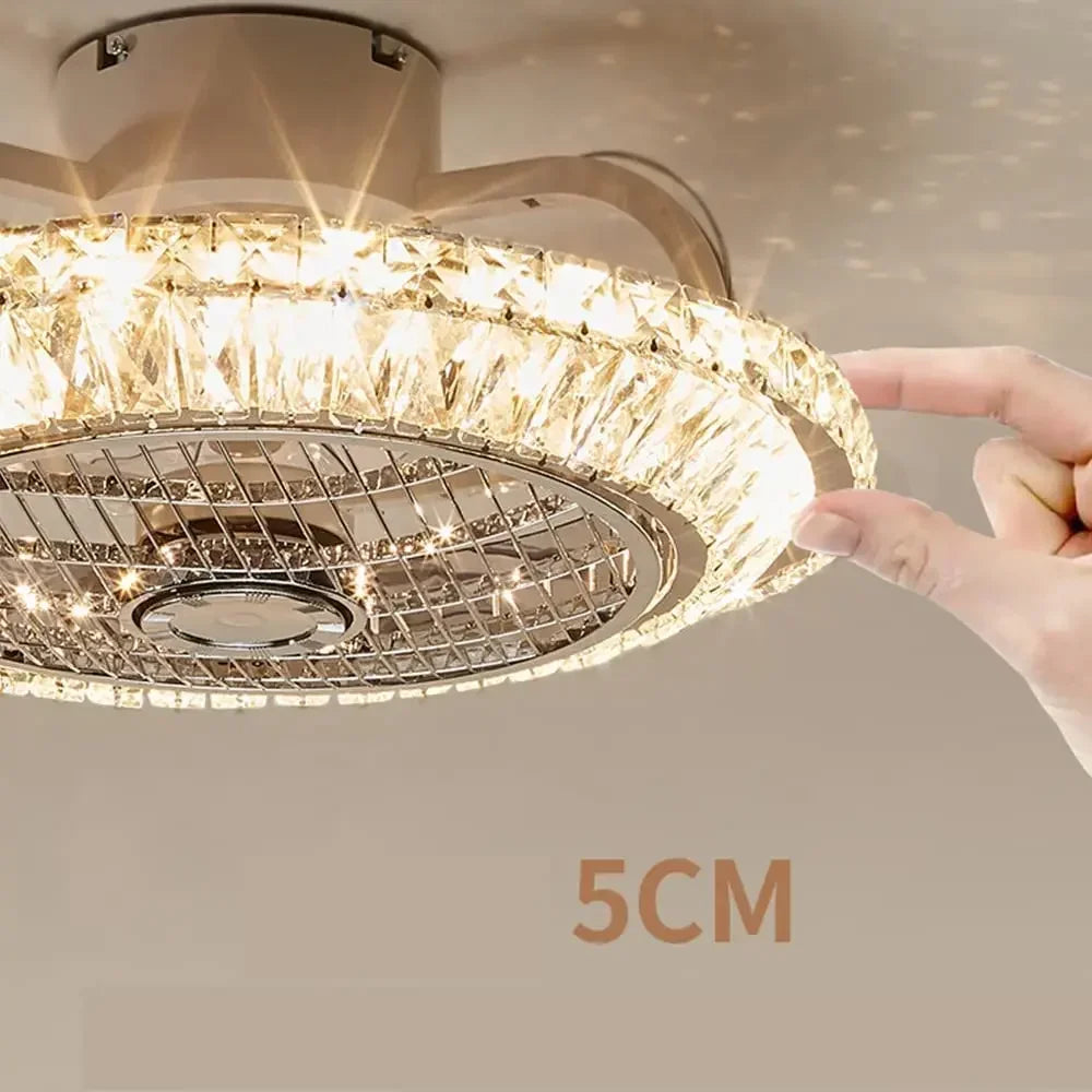 ventilateur de plafond en cristal moderne avec lumière et télécommande - vue 7 sur 7