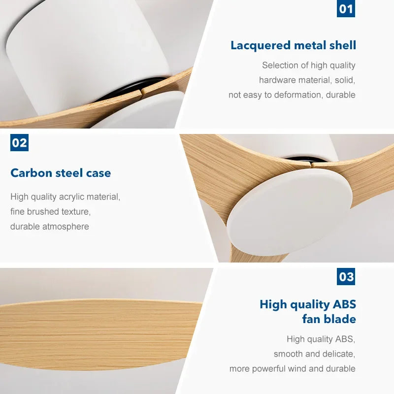 ventilateur de plafond moderne avec télécommande sans lumière - vue 4 sur 9