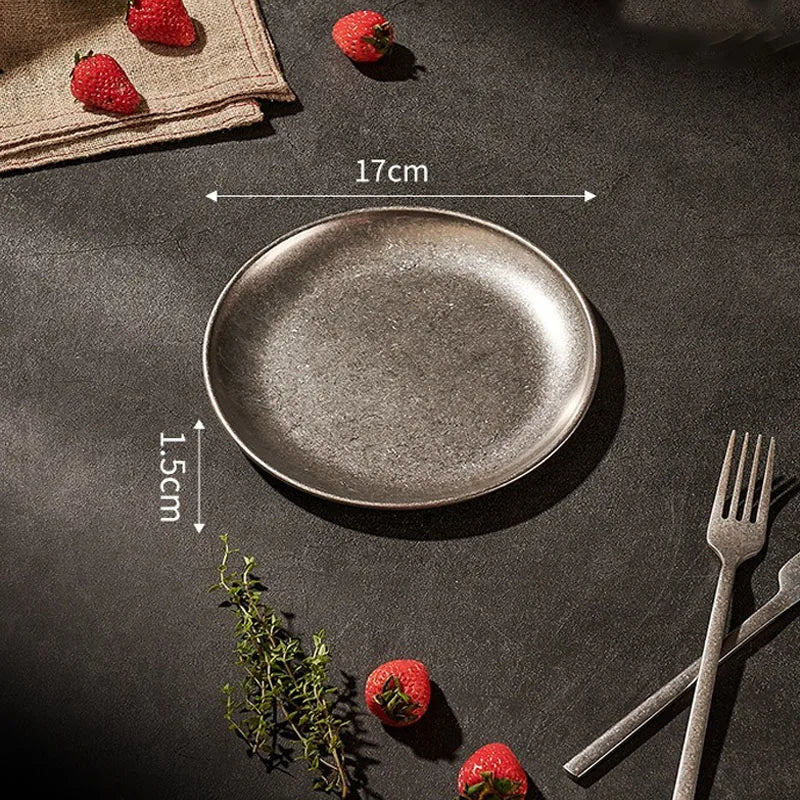 Assiettes inox 304 style industriel retro plateaux cafe
