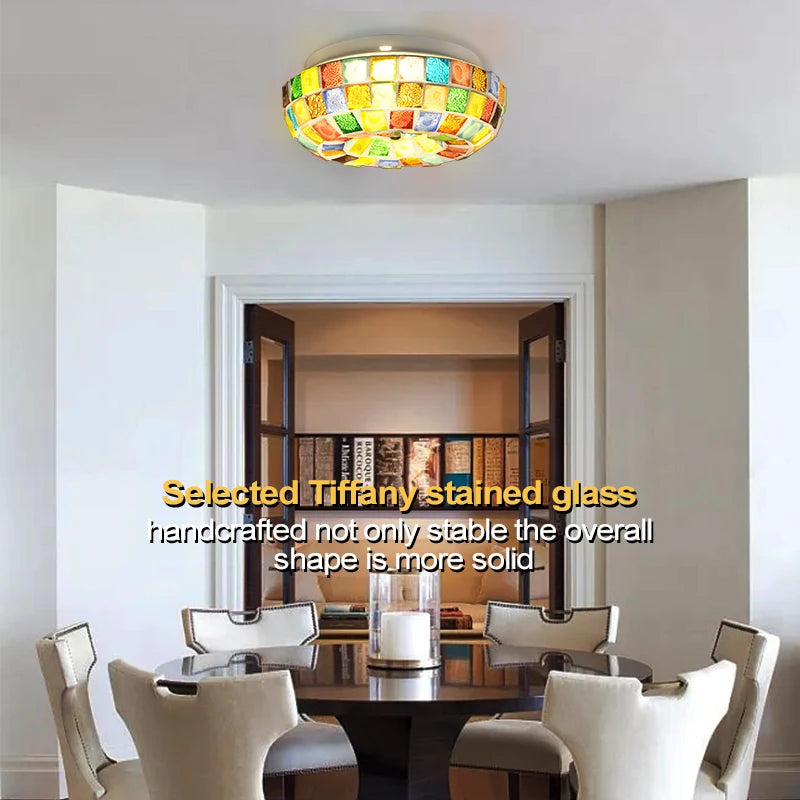 plafonnier led tiffany style bohème pour un éclairage coloré - vue 5 sur 7