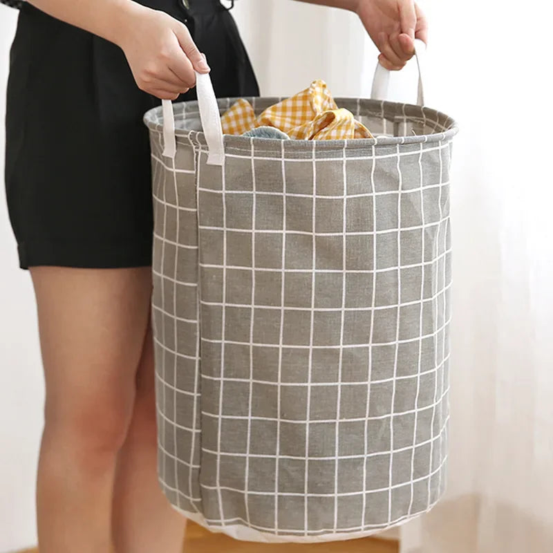 panier à linge pliable grand format rangement étanche coton lin - vue 5 sur 8