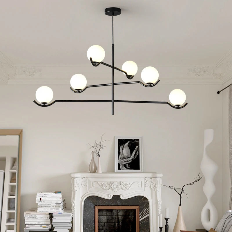 lustre en verre blanc design moderne pour intérieur élégant - vue 2 sur 9