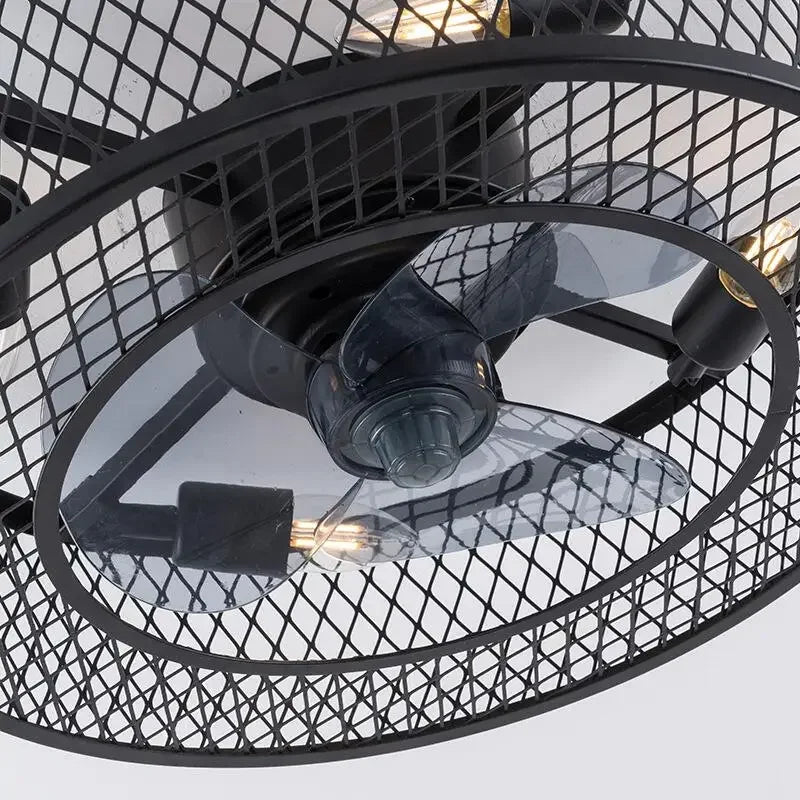 plafonnier ventilateur télécommandé style industriel pour loft - vue 7 sur 7