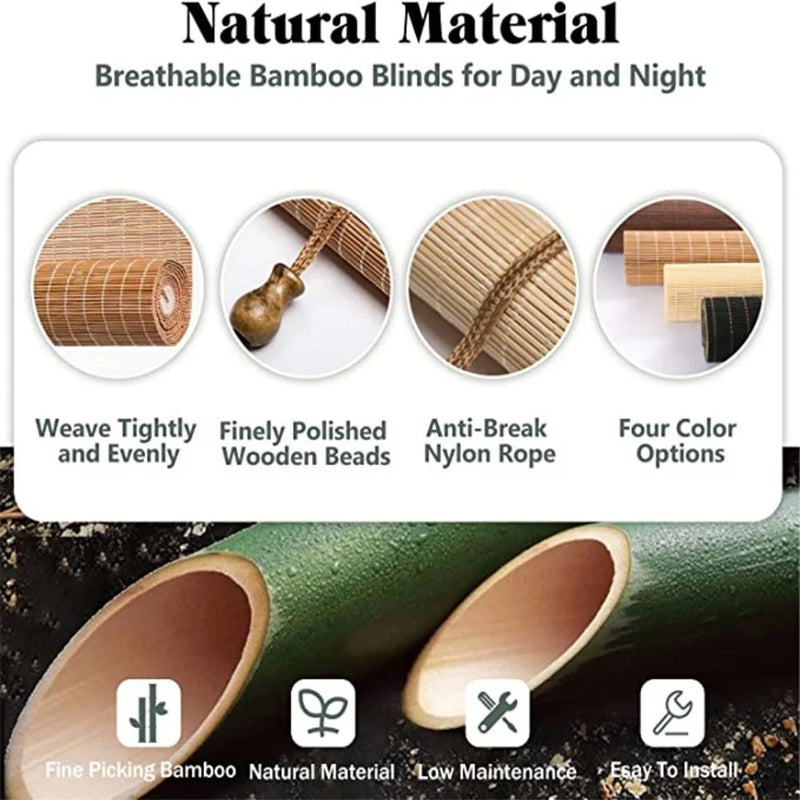 Store enrouleur bambou perlé style japonais salon chambre