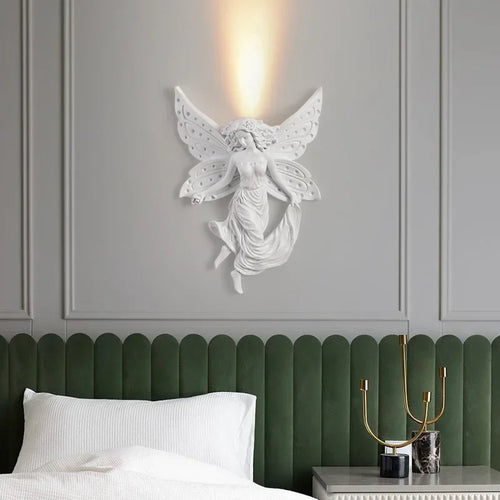applique murale en résine d'ange sculptée décorative à led