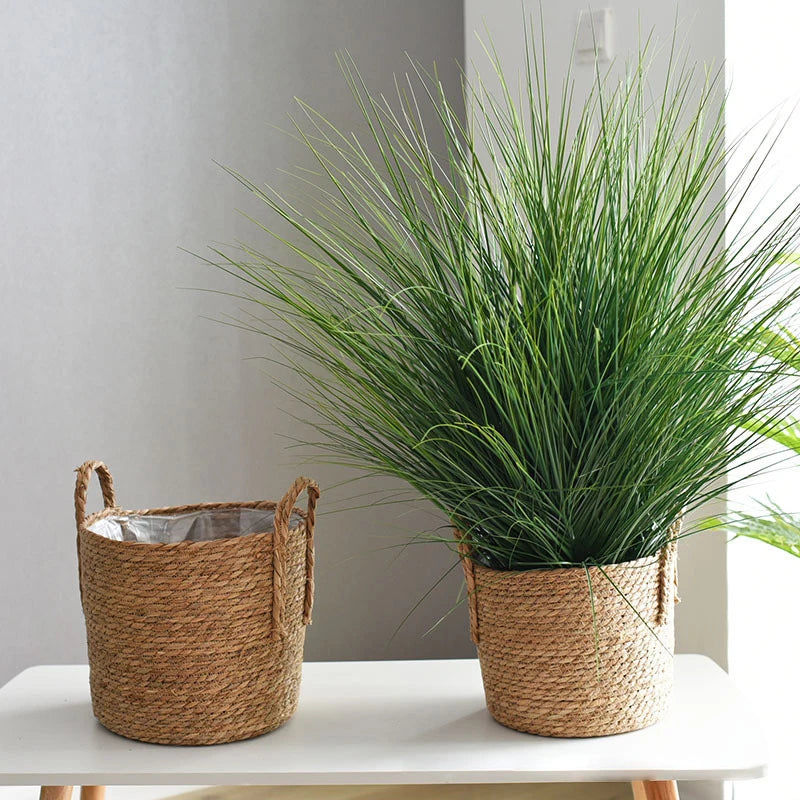 panier de rangement en jonc de mer fait main pour plantes et fleurs - vue 5 sur 9