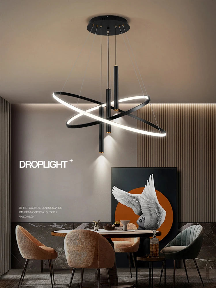 Lustres LED rondes modernes pour salon salle à manger cuisine île Lustre suspension lumières luminaire décor à la maison éclairage intérieur - vue 4 sur 15