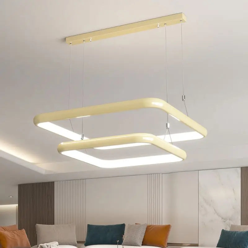 lustre moderne led suspension carrée perle pour maison - vue 4 sur 12