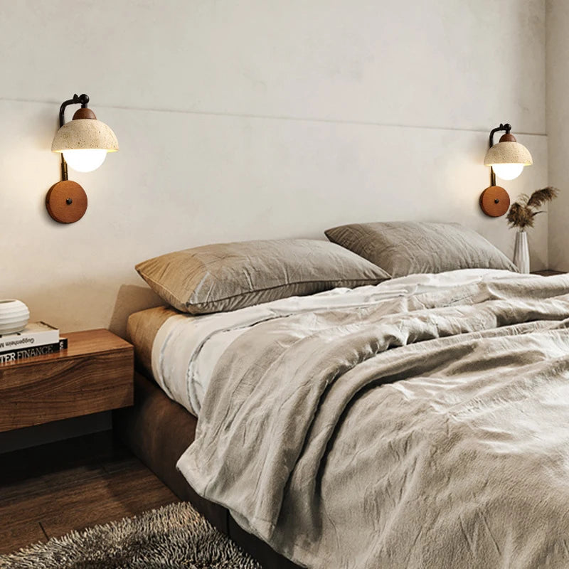 Applique murale LED en travertin jaune chaud japonais