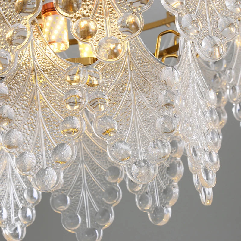 lustre moderne en verre 2023 feuilles gouttelette éclairage suspendu