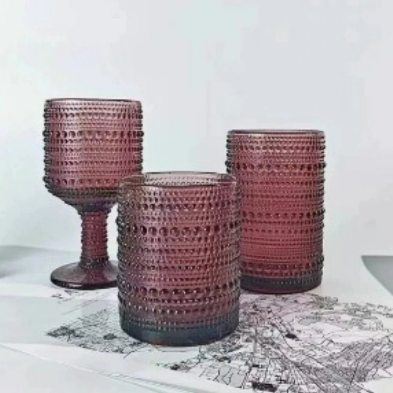 verres à vin rétro gaufrés pied haut multiusage - vue 4 sur 6