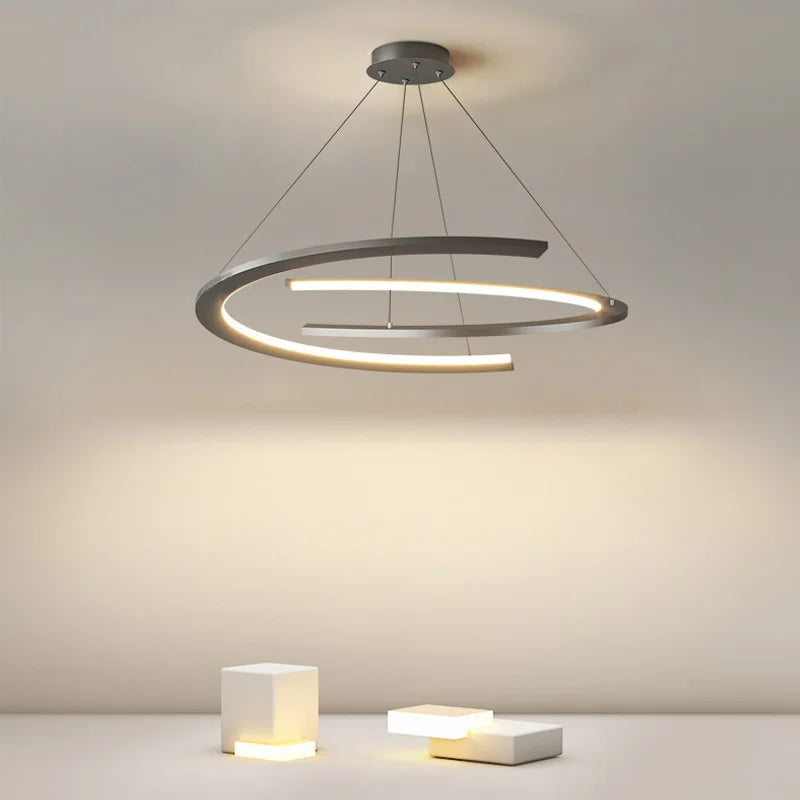Lustre moderne simple design nordique anneau restaurant - vue 3 sur 12
