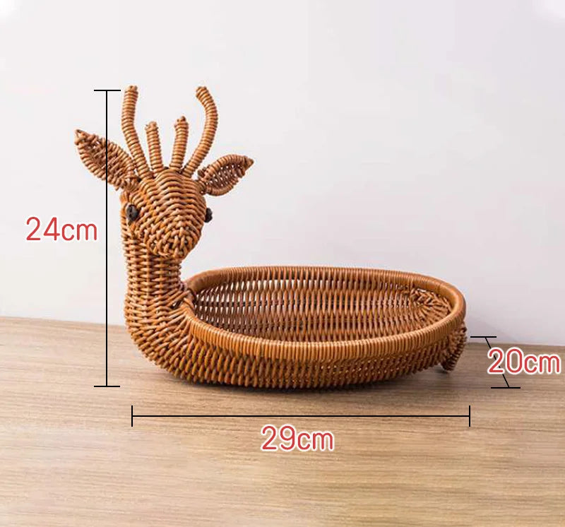 panier de rangement en rotin tissé style animal fait main - vue 11 sur 29