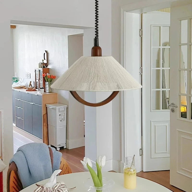 suspension 	 style en corde de chanvre bois réglable - vue 4 sur 7
