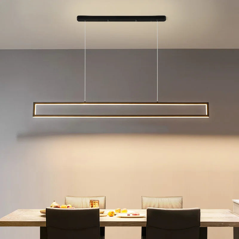 suspension led moderne éclairage intérieur design rectangulaire - vue 5 sur 14