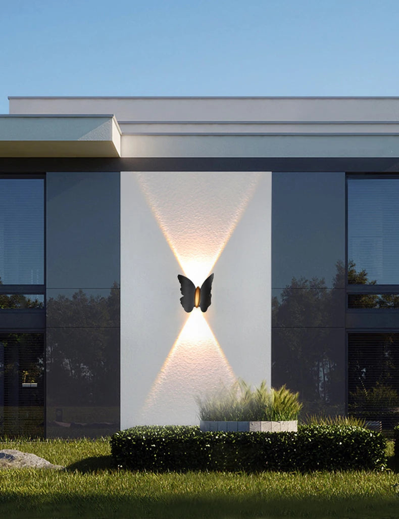 applique murale étanche design papillon pour éclairage extérieur moderne - vue 3 sur 7