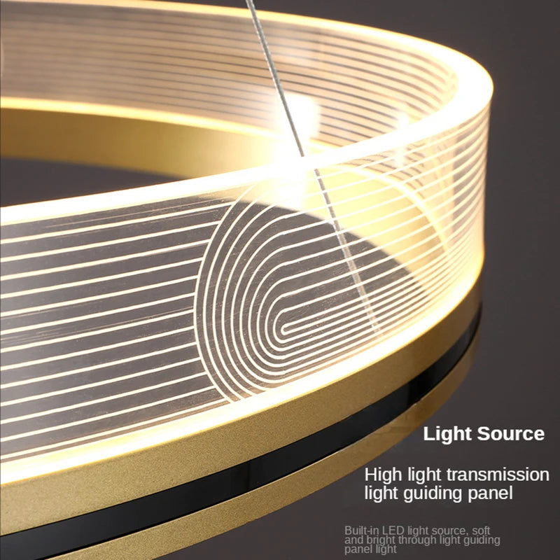 lustre de luxe italien moderne acrylique anneau lumineux créatif simple