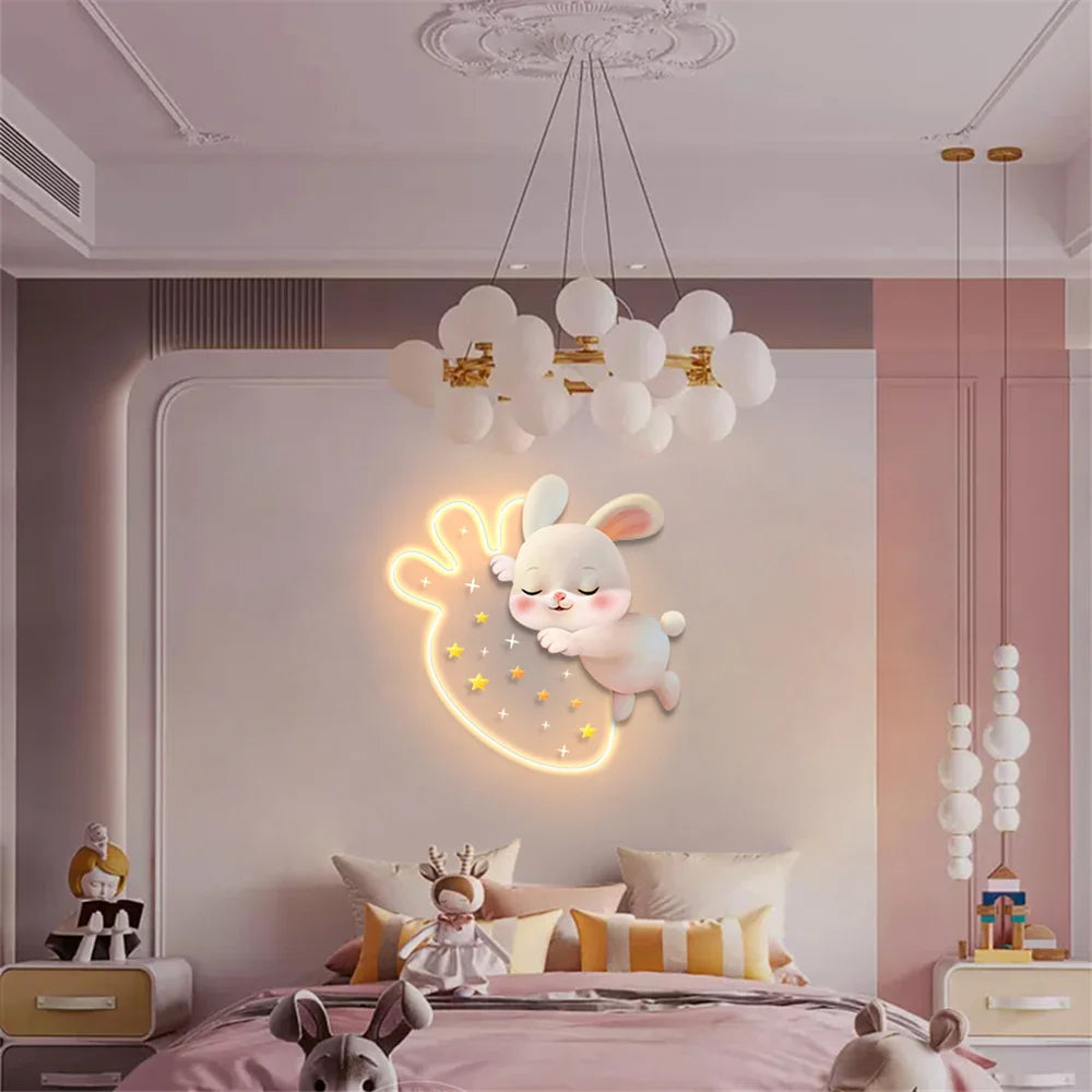 applique murale lapin aux fraises pour chambre d'enfant décorative - vue 7 sur 8