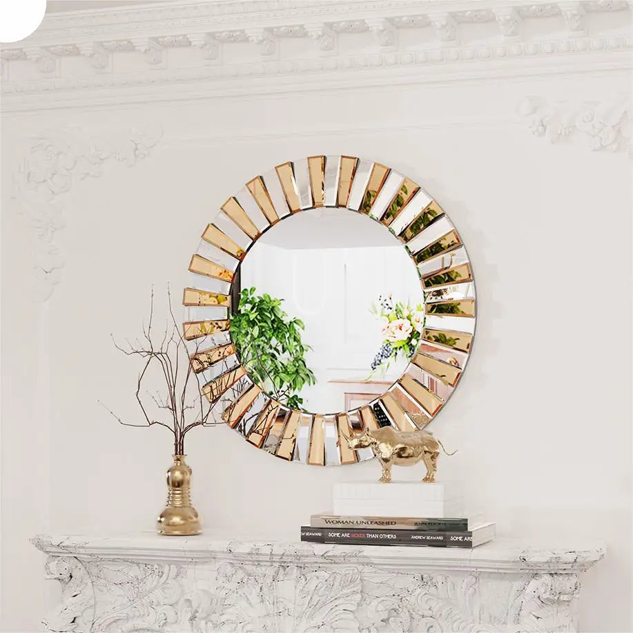 miroir mural décoratif rond en forme d'étoile pour une touche élégante - vue 4 sur 6
