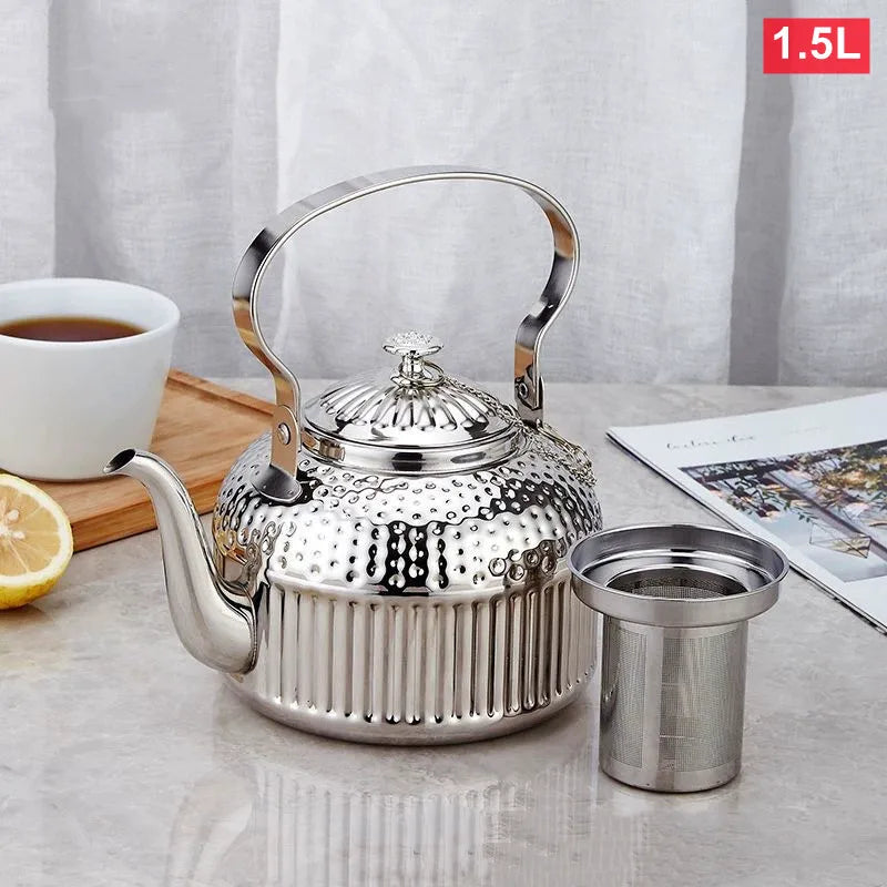 Theiere acier inox martelee 18l avec filtre integre