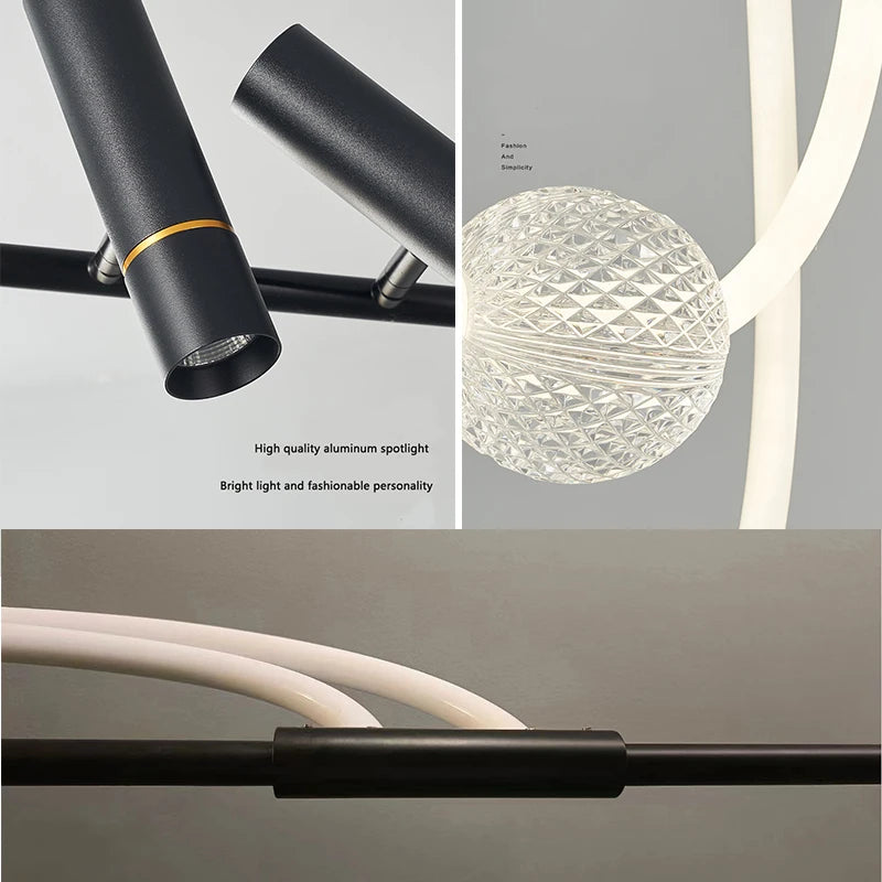 lustre led moderne design lampes suspendues décor éclairage - vue 7 sur 14