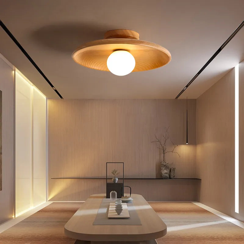 Plafonnier en bois Led nordique pour salon plafonnier en bois pour chambre à coucher salle à manger couloir balcon luminaire G9