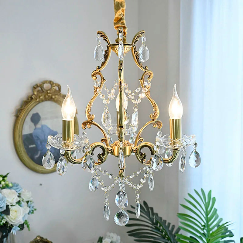 lustre rétro élégant avec perles de cristal loft décor - vue 3 sur 6