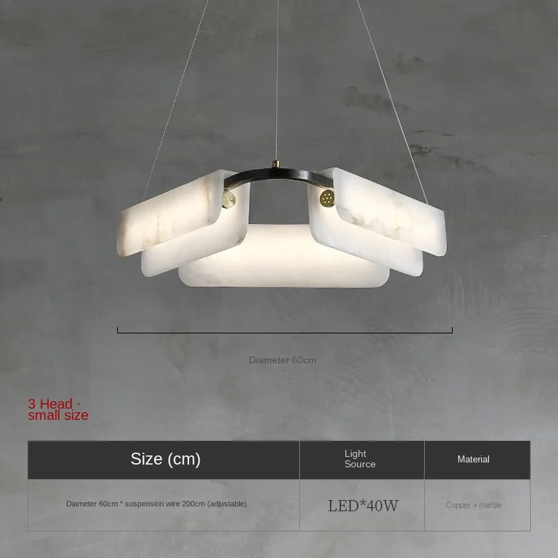 lustre en marbre naturel pur et cuivre design lumineux moderne - vue 11 sur 11
