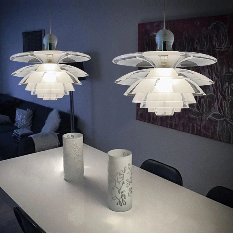 lustre en acrylique/verre moderne led en forme de pomme de pin