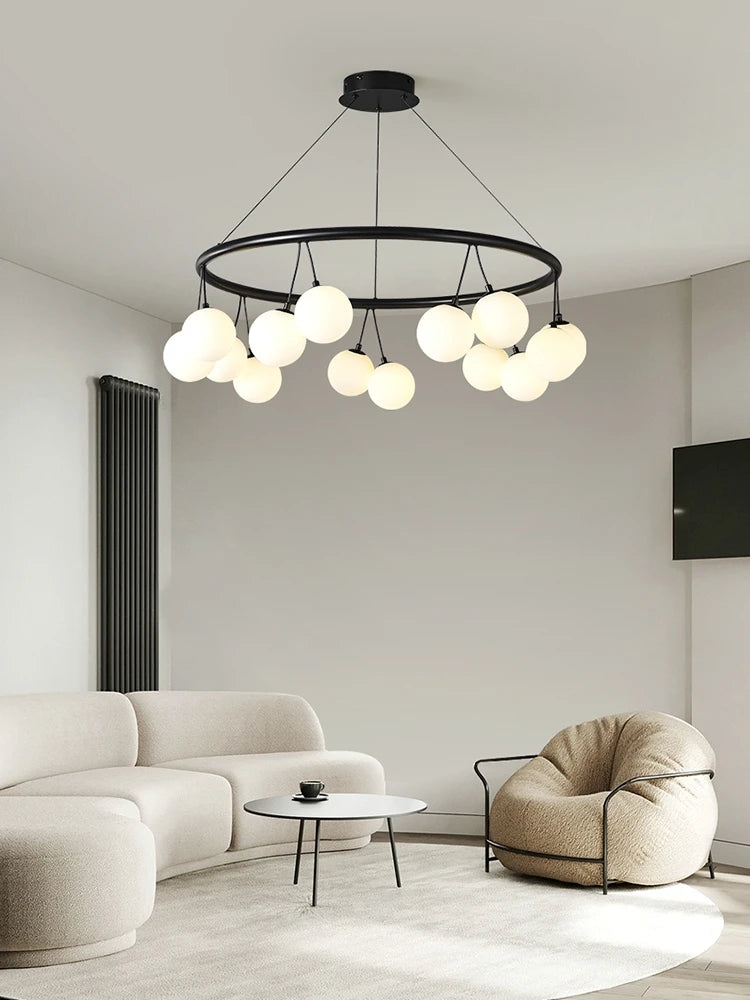 suspension circulaire design en verre pour intérieur moderne - vue 2 sur 9