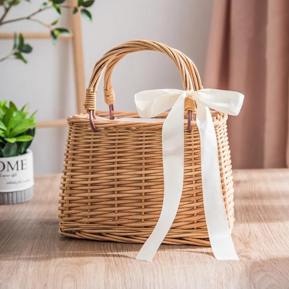 panier à fleurs en osier tissé à la main pour décoration rustique - vue 7 sur 7