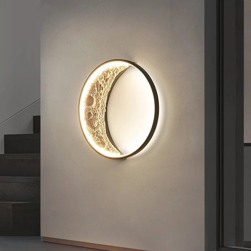 Post-moderne LED Art croissant porche couloir applique chambre salon fond mur lune lampe créative lune décorative - vue 2 sur 9