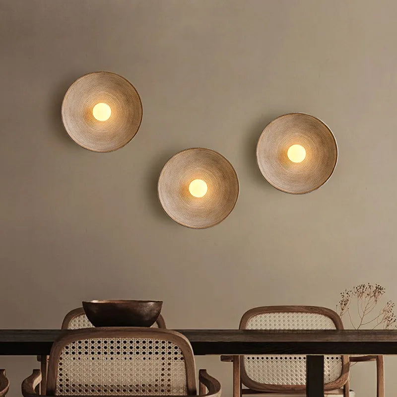 Wabi sabi applique ronde rétro Loft salon chambre chevet appliques décoration de la maison verre résine couloir allée appliques murales - vue 11 sur 14
