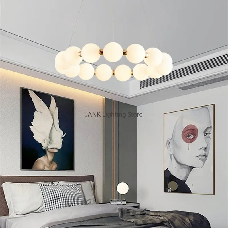 lustre led créatif nordique en forme de haricots magiques double couche