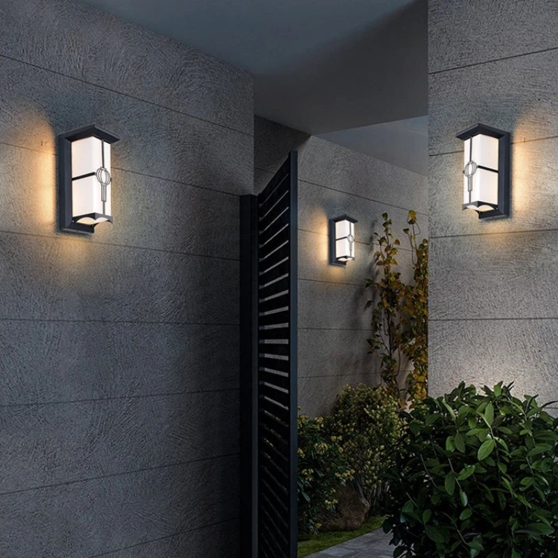 LED applique extérieure en plastique/aluminium porte d'entrée étanche IP65 applique jardin Patio terrasse maison luminaire mural - vue 7 sur 15