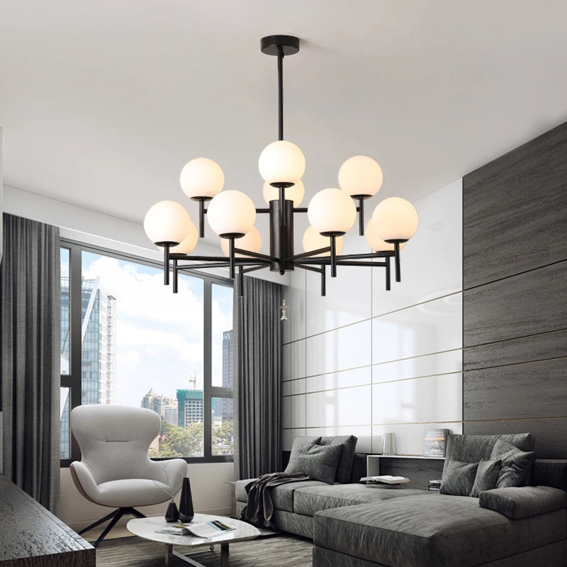 lustre led moderne médiéval avec boule de verre haricot magique