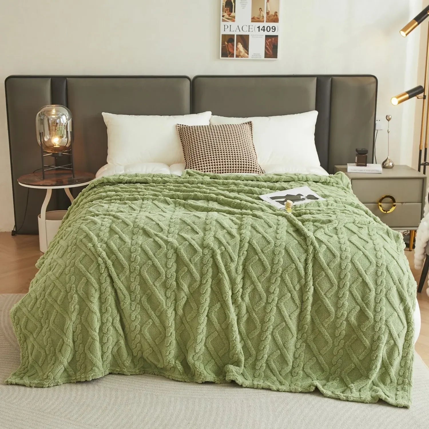 Plaid flanelle polaire doux et chaud uni
