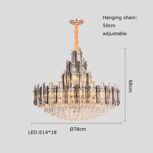 lustre suspendu en cristal à intensité variable design moderne