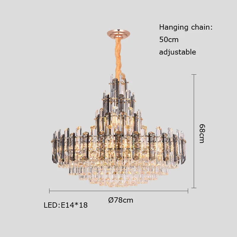 lustre suspendu en cristal à intensité variable design moderne - vue 8 sur 11