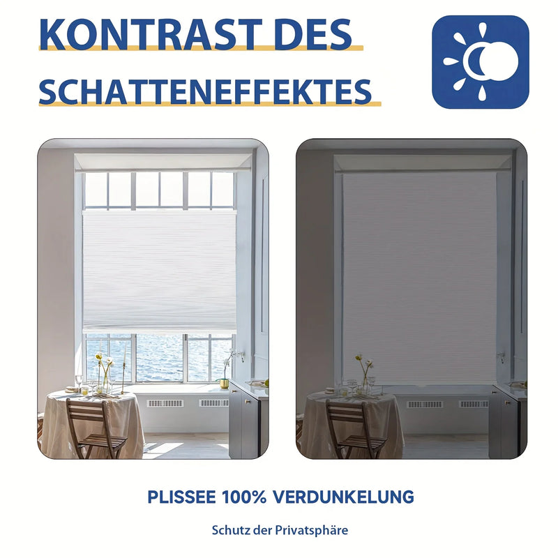 Store plissé alvéolé occultant sans perçage pour fenêtre