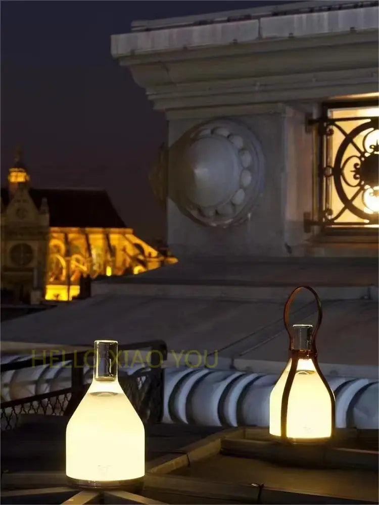 lampe de chevet portable en cuir avec chargeur tactile - vue 6 sur 7