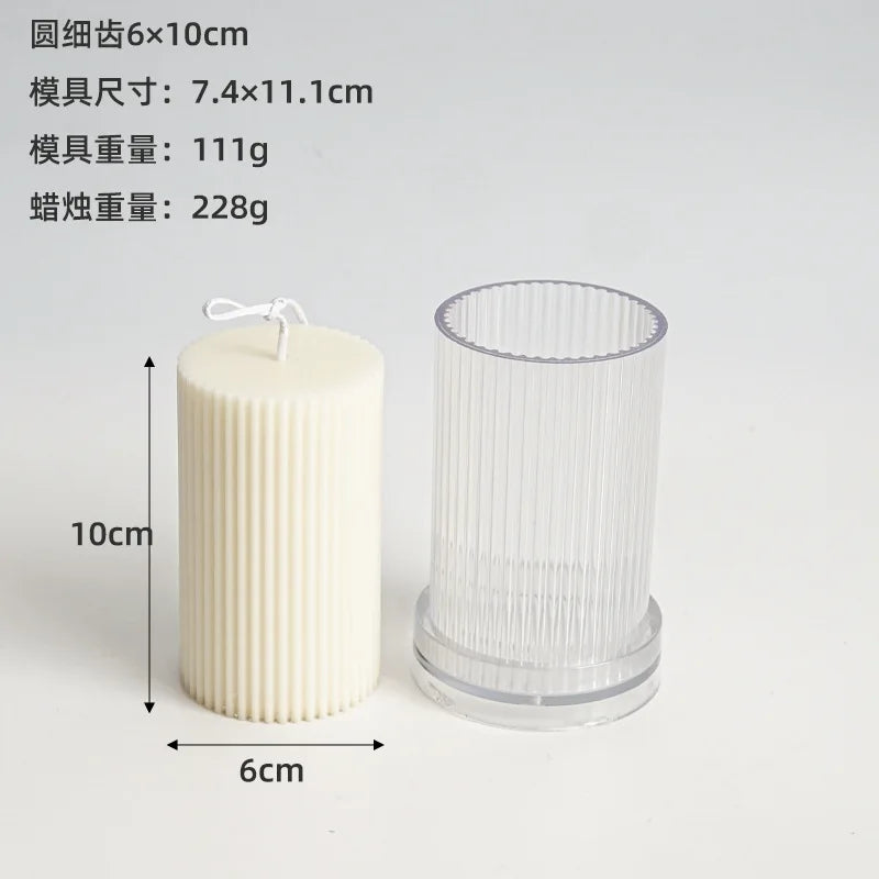 moule cylindrique à rayures pour fabrication de bougies en acrylique