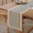 Chemin de table bohème coton lin pompons beige