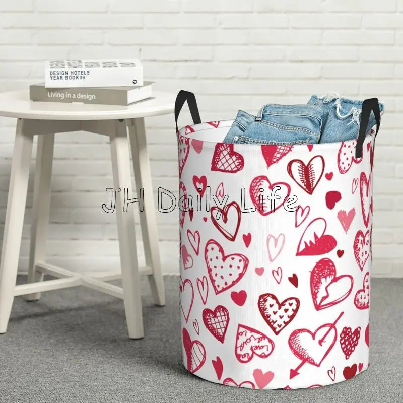 panier à linge pliable coeurs d'amour pour le rangement - vue 11 sur 12